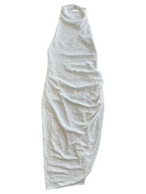 Amanda Uprichard Elektra White Sequin Halter Asymmetric Dress Bridal Wedding